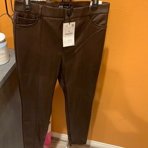 Zara brown leather pants